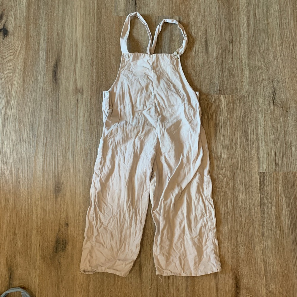 Vintage 1940s Kids Cotton Twill Overalls - Wide Leg Bib Dungarees - Size 2T/3T